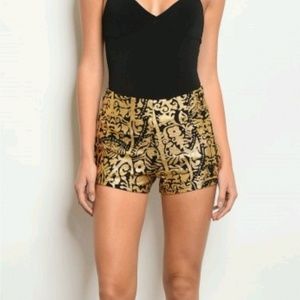 HoneyLee Black Gold Foil Shorts